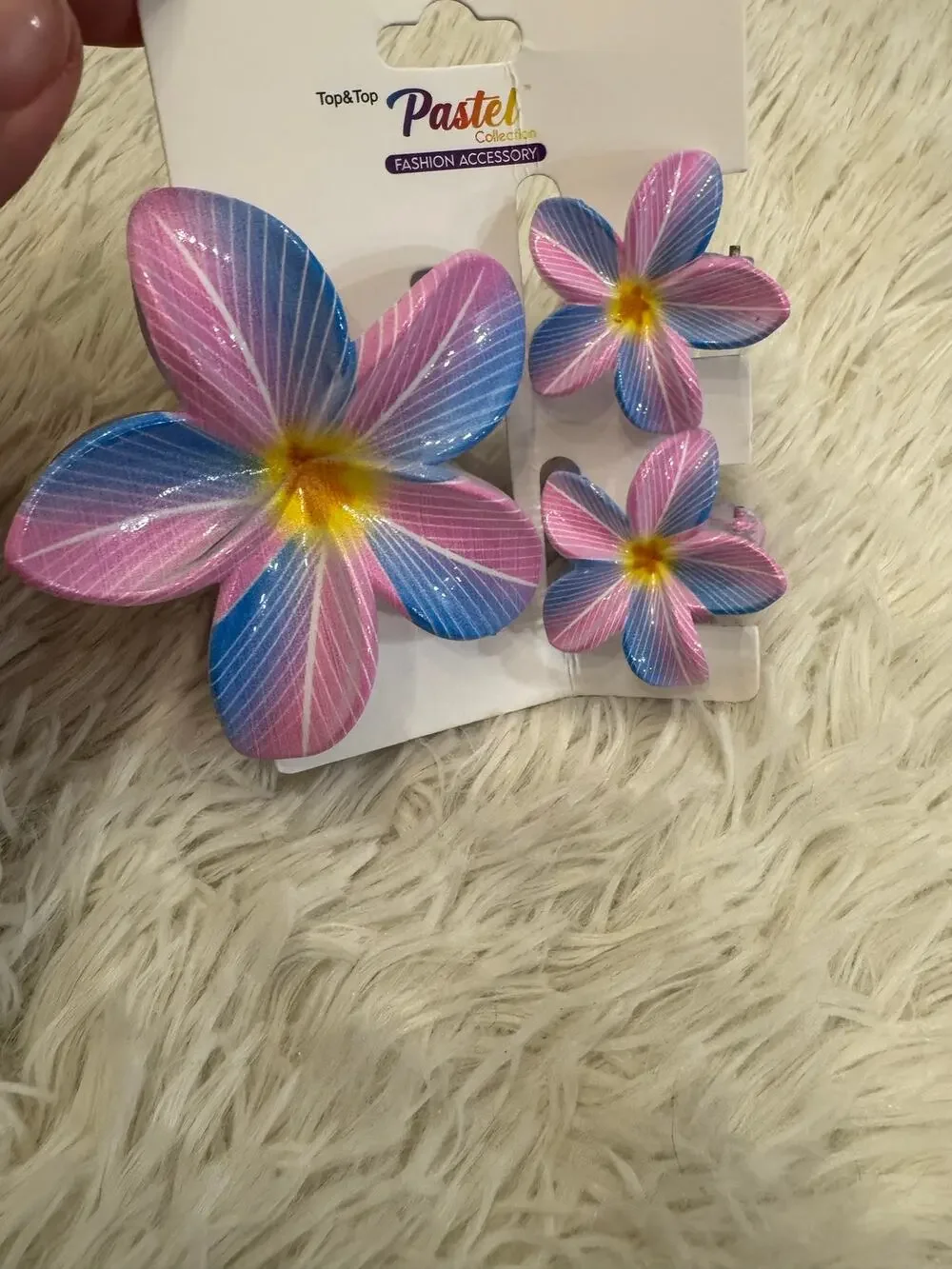 Hawaiian flower hair clip claw set of 3 colorful